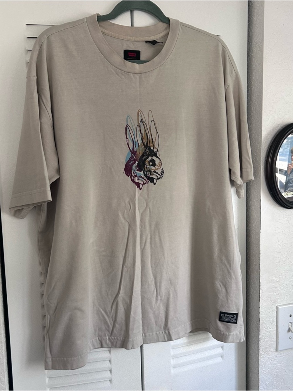 Levi's Beige Short Sleeve Tee with Multi-Outline Hare Graphic